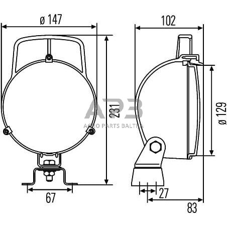 Priekinis žibintas Halogenas 12V, Ø147mm, Hella 1G3996001391 6