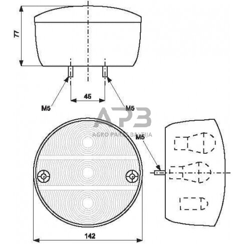 Priekabos galinis žibintas LH, 12/24V, Ø142mm, Waś 1400681200 5