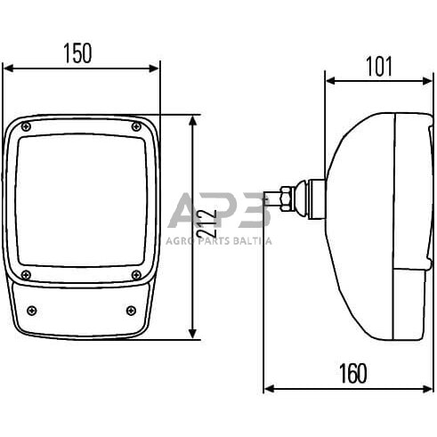 Priekinis žibintas Halogenas 12V, 212x150xAMP, Hella 1SA996120471 6