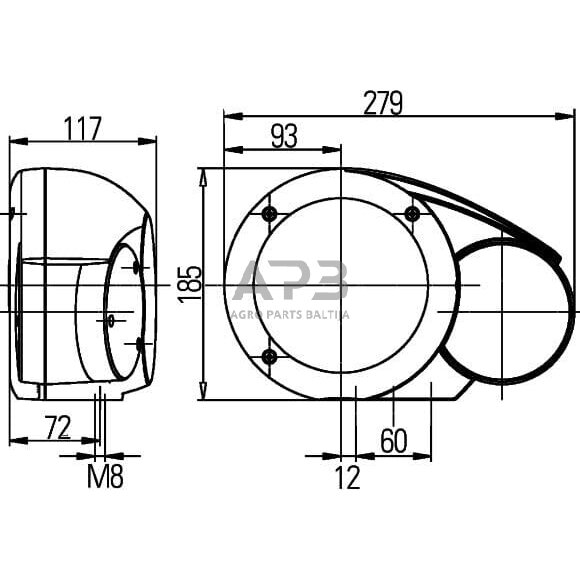 Priekinis žibintas dešinys Halogenas 12V, Ø144.5mm, Hella 1E3996160001 6