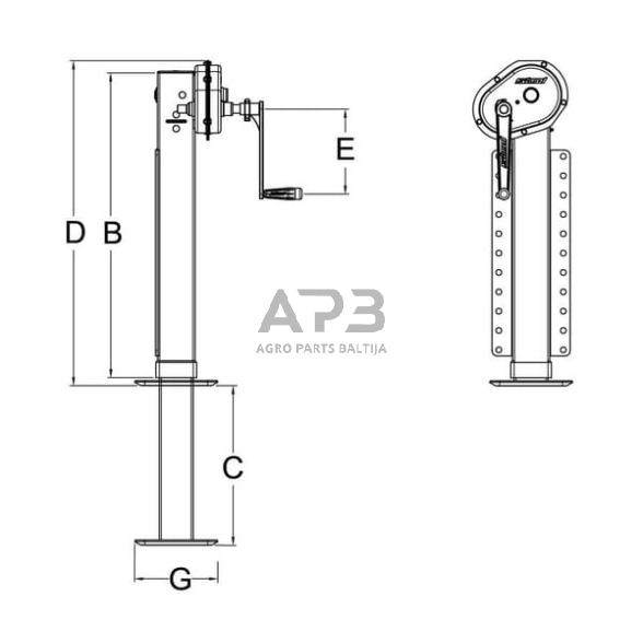 Priekabos atraminė koja 110x960mm Simol STRKRA1100FL1 1