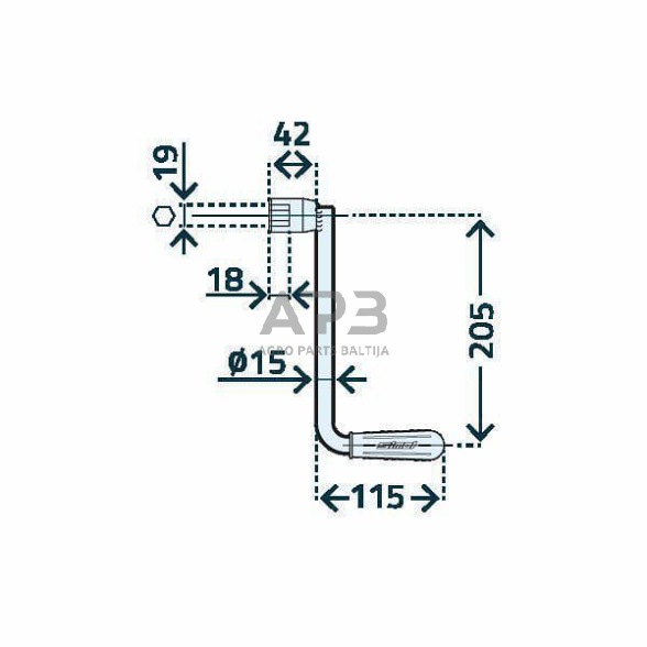 Priekabos atraminė koja 57x425mm Simol STRLR3102 2