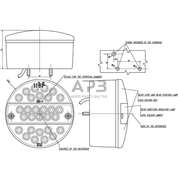 Priekabos galinis LED žibintas 12/24V, 142x142mm, Waś 1400681220 3