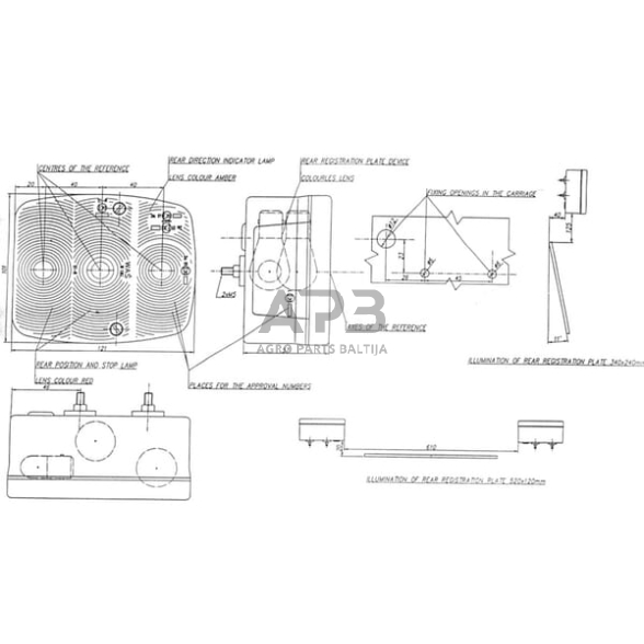 Priekabos galinis žibintas 12/24V, 101x121mm, Waś 1400680100 6