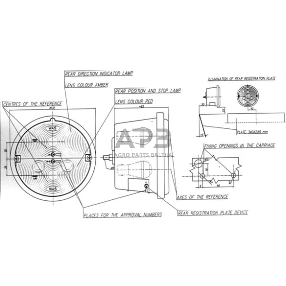 Priekabos galinis žibintas LH, 12/24V, Ø132mm, Waś 1400681100 3