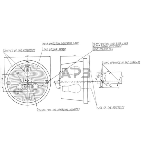 Priekabos galinis žibintas RH 12/24V, Ø132mm, Waś 1400681110 3