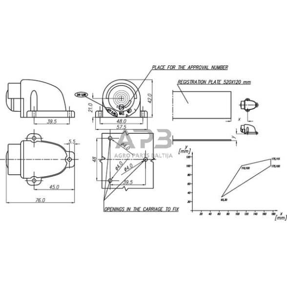 Priekabos numerio apšvietimo LED žibintas 12/24V, 76x58x42mm, Waś 1400697200 4