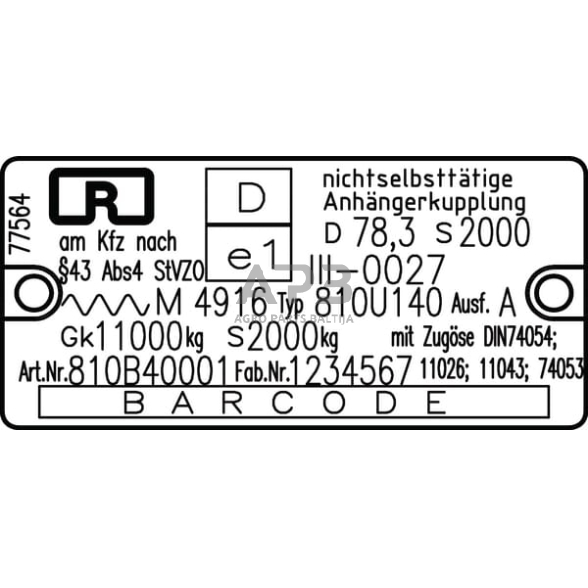 Priekabos prikabinimas rankinis 140x80mm Rockinger RO810B40001 2