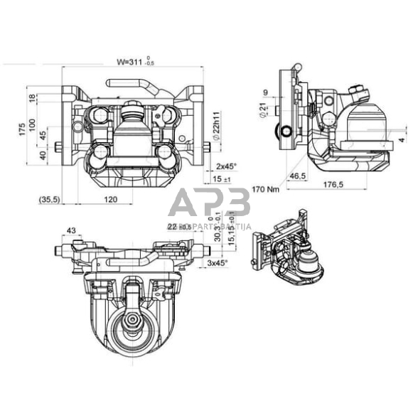 Priekabos prikabinimas su rutuliu 80 mm 311mm Scharmüller 056311420A11 3