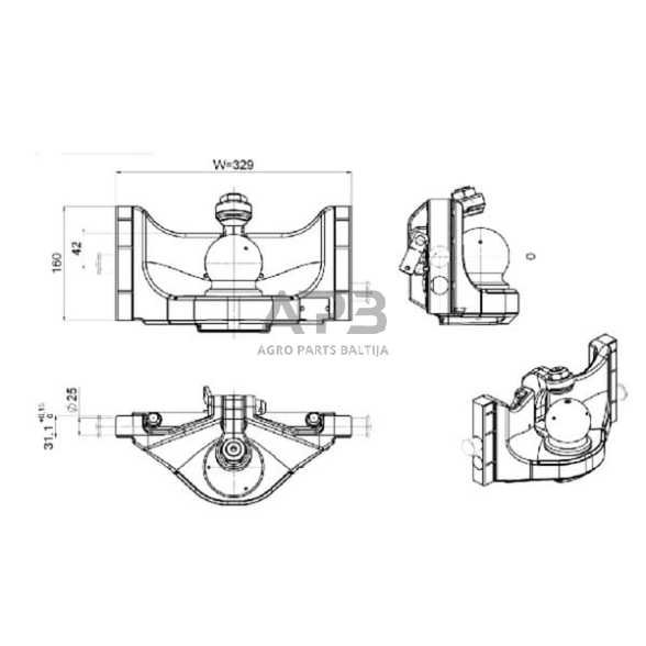 Priekabos prikabinimas su rutuliu 80 mm 329mm Scharmüller 05633045A02 3