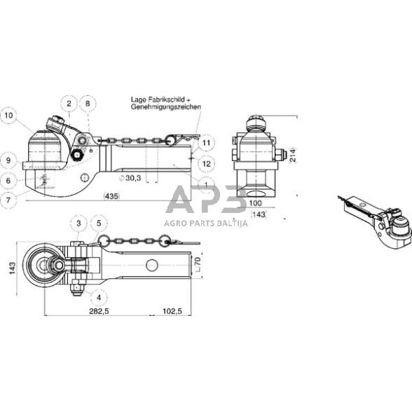 Priekabos prikabinimas su rutuliu K80 Scharmüller 00422032A20 2