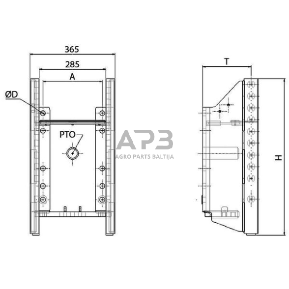 Priekabos prikabinimo rėmas 320mm Sauermann HS680NHBLG 1