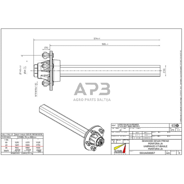 Priekabos pusašis ADR S50JA500057 1