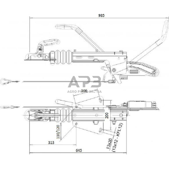 Priekabos sukabinimo komplektas KNOTT V KF20-A, 202248201 2