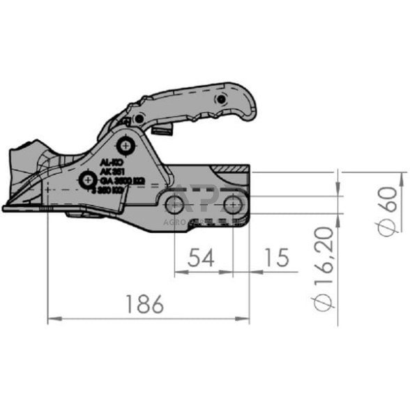 Priekabos sukabinimo spyna AL-KO AK351, 1223716 2
