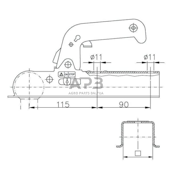 Priekabos sukabinimo spyna Winterhoff 800kg 1860740 1