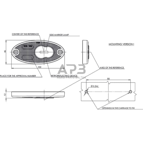 Priekabos žymeklio LED lemputė 12/24V, 102x46mm, Waś 1400300308P 4