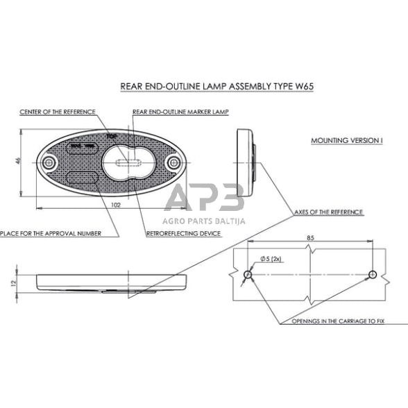 Priekabos žymeklio LED lemputė 12/24V, 102x46mm, Waś 1400300310P 4