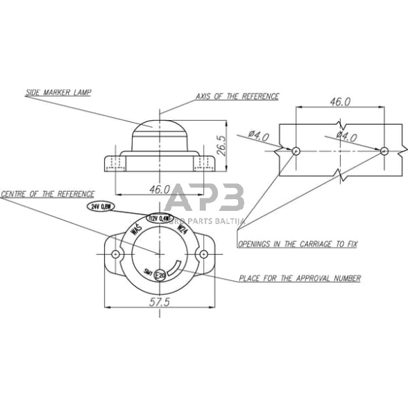 Priekabos žymeklio LED lemputė 12/24V, 57x26mm, Waś 1400690320 3
