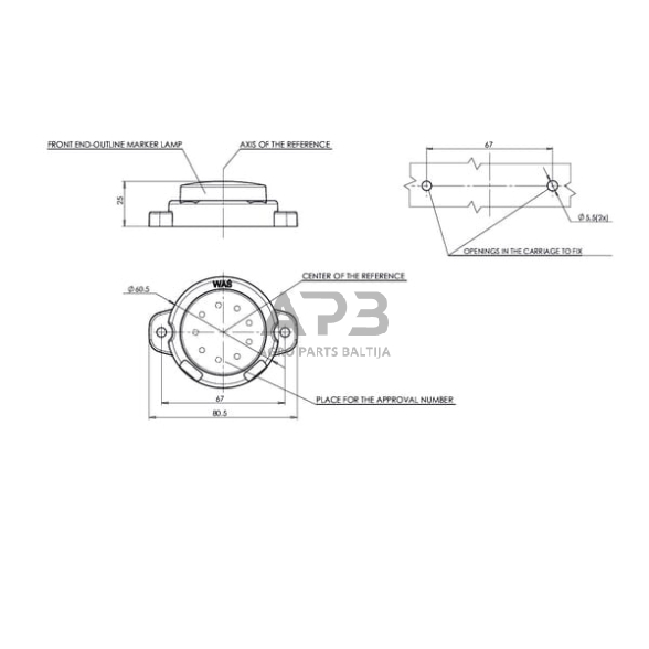 Priekabos žymeklio LED lemputė 12/24V, 80x60mm, Waś 1400300519 3