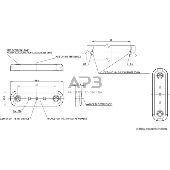 Priekabos žymeklio LED lemputė 12/24V, 84x24mm, Waś 1400300708 6