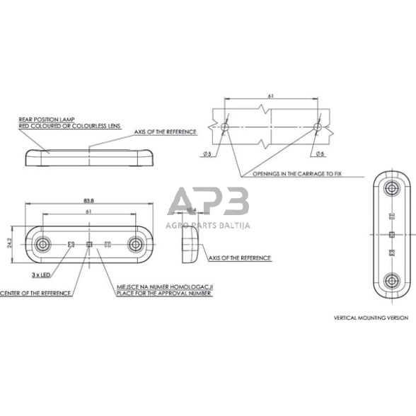 Priekabos žymeklio LED lemputė 12/24V, 84x24mm, Waś 1400300709 6