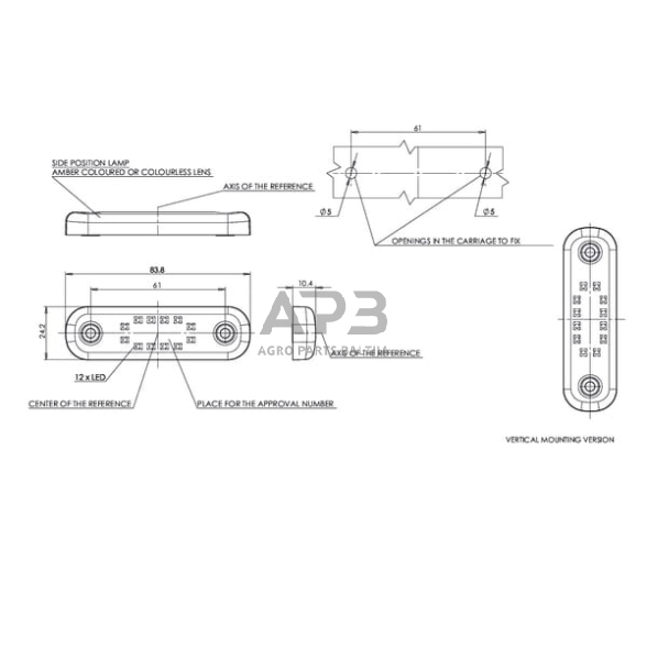 Priekabos žymeklio LED lemputė 12/24V, 84x24mm, Waś 1400300714 6