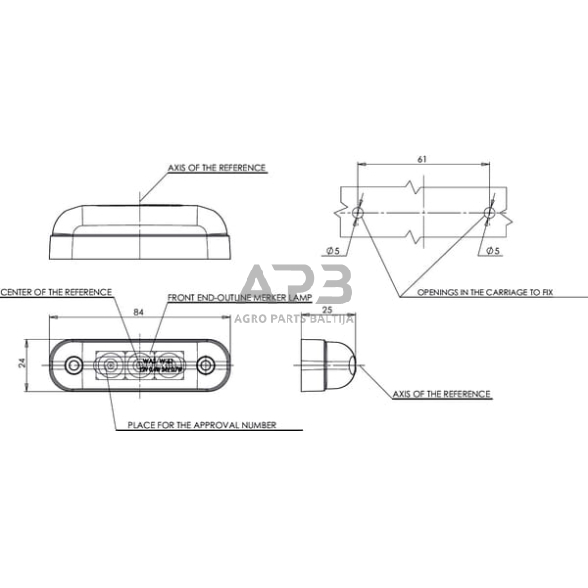 Priekabos žymeklio LED lemputė 12/24V, 84x24x25mm, Waś 1400300121 3