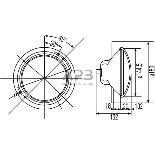 Priekinis žibintas 12V, Ø180mm, Hella 1A3003370041 6