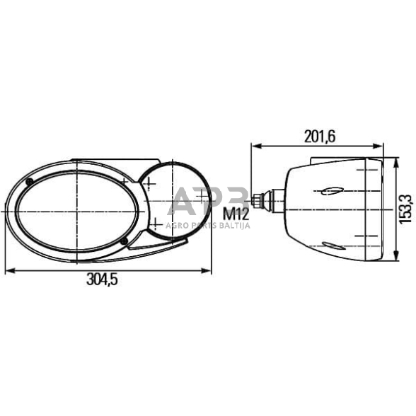 Priekinis žibintas dešinys Halogenas 12/24V, 304.5x153.3mm, Hella 1EB996167187 2