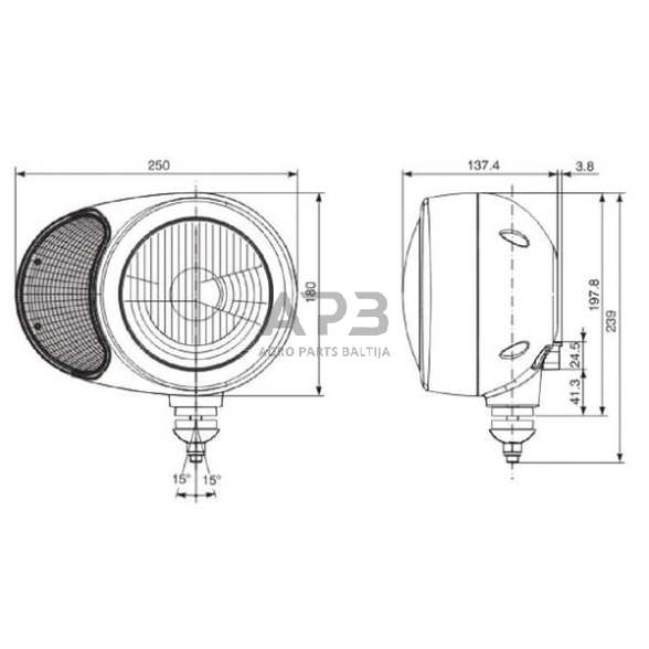 Priekinis žibintas dešinys Ø180mm Cobo 0509180000 2