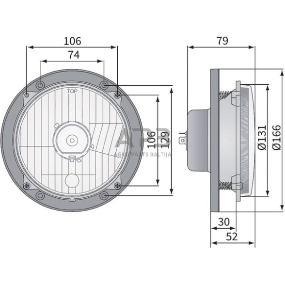 Priekinis žibintas Halogenas 12/24V, 139x139mm, LA80150 2