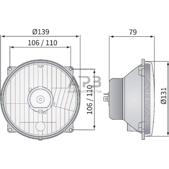 Priekinis žibintas Halogenas 12/24V, 139x139mm, LA80151 2