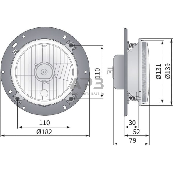 Priekinis žibintas Halogenas 12/24V, 139x139mm, LA80153 2