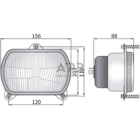 Priekinis žibintas Halogenas 12/24V, 156x103mm, LA80165 2