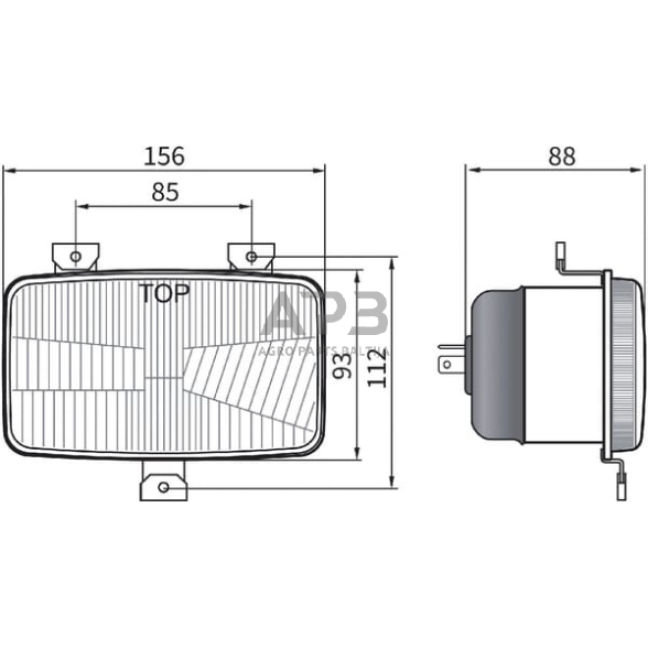 Priekinis žibintas Halogenas 12/24V, 156x93mm, LA80159 2