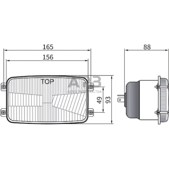 Priekinis žibintas Halogenas 12/24V, 156x93mm, LA80160 2