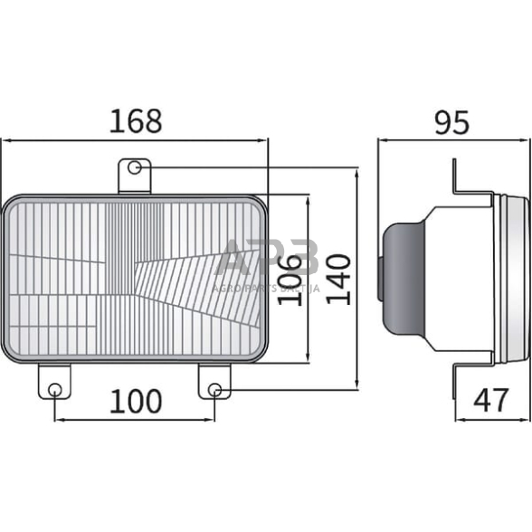 Priekinis žibintas Halogenas 12/24V, 168x106mm, LA80167 2