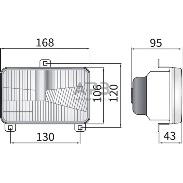 Priekinis žibintas Halogenas 12/24V, 168x106mm, LA80169 2