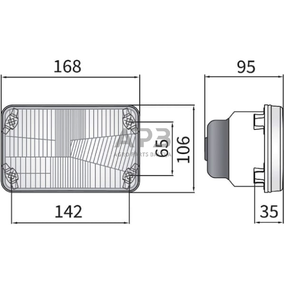 Priekinis žibintas Halogenas 12/24V, 168x106mm, LA80170 2