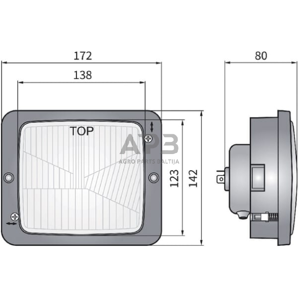 Priekinis žibintas Halogenas 12/24V, 172x142mm, LA80156 2