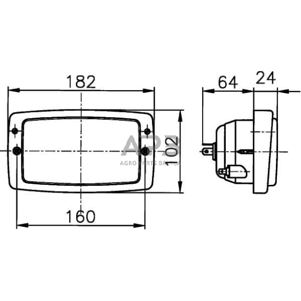 Priekinis žibintas Halogenas 12/24V, 182x88x102mm, Hella 1AD996018197 2