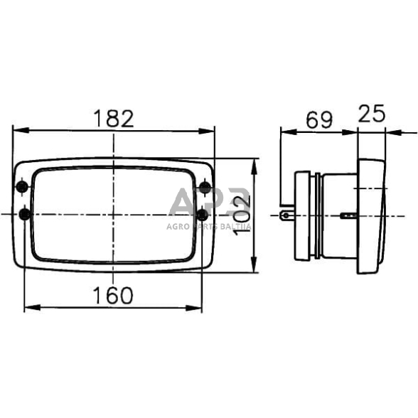 Priekinis žibintas Halogenas 12/24V, 182x94x102mm, Hella 1AB006213027 2