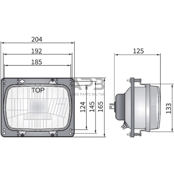 Priekinis žibintas Halogenas 12/24V, 192x133mm, LA80173 2