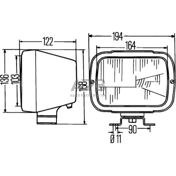 Priekinis žibintas Halogenas 12/24V, 194x122x168mm, Hella 1AB004231001 6