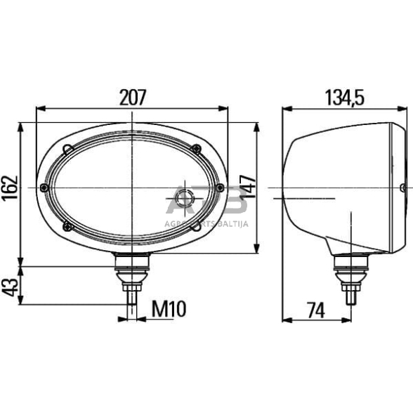 Priekinis žibintas Halogenas 12/24V, 207x147x207mm, Hella 1AB996157151 6