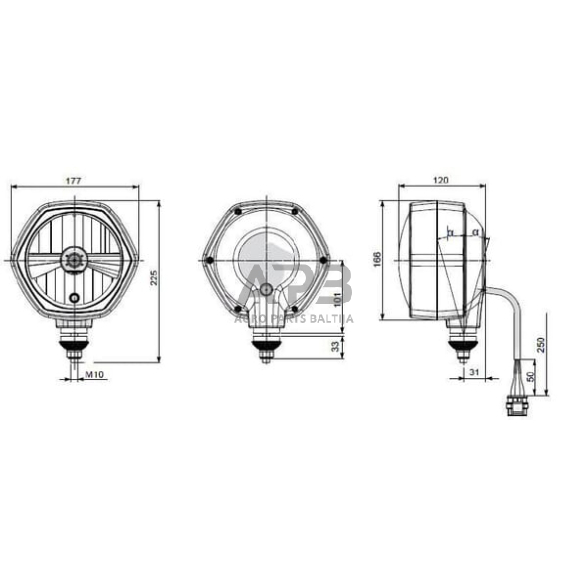 Priekinis žibintas Halogenas 12V, 177x120x166mm, Cobo 1084939 3