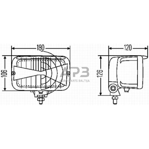 Priekinis žibintas Halogenas 12V, 180x120x126mm, Hella 1AB007145007 2