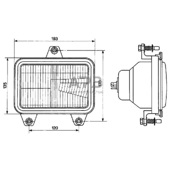 Priekinis žibintas montuojamas Halogenas 12V, 179x93.5x120.5mm, Cobo 05309000 2