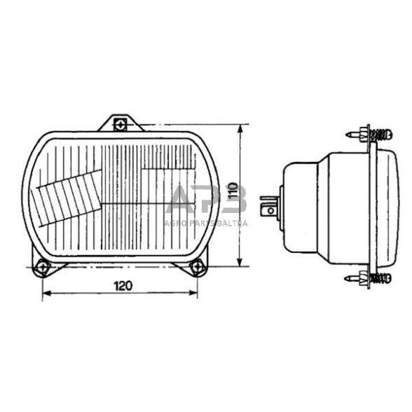 Priekinis žibintas montuojamas Halogenas 155x65x102mm, Cobo 05420000 1